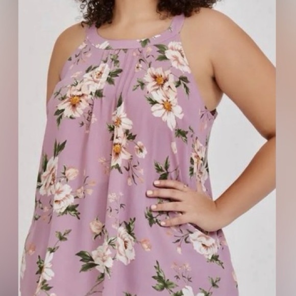 torrid Tops - Torrid Floral Purple Halter Blouse size 1x